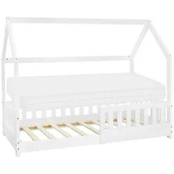 Ml-Design Kinderbett mit Dach und Matratze 80x160 cm Weiß , Holz , Kiefer , Rechteckig , 80x160 cm , Babymöbel & Kindermöbel, Kinderzimmer & Jugendzimmer, Kinderbetten, Spielbetten