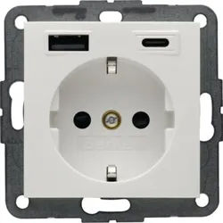 Berker 48148989 Schutzkontakt-Steckdose / USB A-C,20 W, mit erhöhtem Berührungsschutz, S.x/B.x, polarweiß glänzend