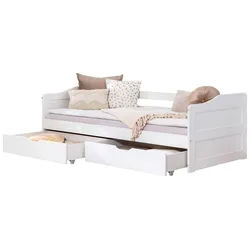 Stauraumbett Holz Nelly ca. 96x204 cm Weiß