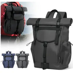 NULSTA Laptoprucksack Rolltop Rucksack Wasserdicht Herren Damen Rucksack mit Computerfach (Laptoprucksack), Großer Sportrucksack Schulrucksack Cityrucksack Reiserucksack schwarz