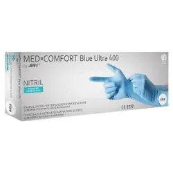 MED-COMFORT Blue Ultra 400 Nitrilhandschuhe, puderfrei, blau, Unsterile Einmalhandschuhe mit guter Griffigkeit, 1 Packung = 50 Stück, Größe XXL