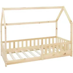 Ml-Design Kinderbett mit Dach 80x160 cm Natur , Naturfarben , Holz , Kiefer , Rechteckig , 80x160 cm , Babymöbel & Kindermöbel, Kinderzimmer & Jugendzimmer, Kinderbetten, Spielbetten