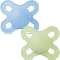 Mam Baby Schnuller Original Silikon 0-6 Monate Plain Blau 2 Stück