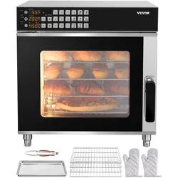 VEVOR Konvektionsofen Kommerzieller Toaster Bäcker Edelstahl 58L Ofen