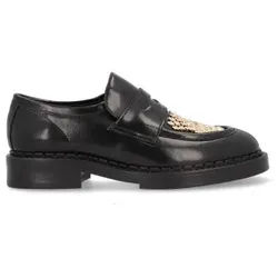 Alpe für Damen. 533166 Chester-Slipper aus schwarzem Leder (37), Wohnung, Keine, Lässig