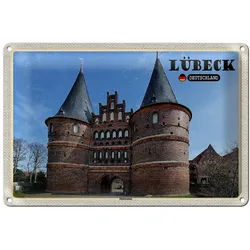 Roomando Metallschild Städte Lübeck Deutschland Holstentor 18x12cm 18x12