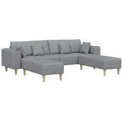 vidaXL Sofa Sofa mit Kissen 3 pcs Hellgrau Stoff, 3 Teile grau