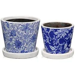 LuxusKollektion Blumentopf Blumentopf Keramik Sukkulententopf Drainage Untersetzer Hellblau
