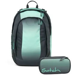 Satch Schulranzen Schulrucksack-Set AIR Gradient Mint 2-teilig, Kollektion 2025 (2-teilig), Schulranzen, ergonomisch, Laptop-Fach, Your-Size-System grau