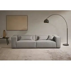 LeGer Home by Lena Gercke 3-Sitzer PIARA, Couch mit Kedernaht, Sofa in Cord, Leinenoptik o. Strukturstoff, schwarze Füße, bequemer Sitzkomfort grau
