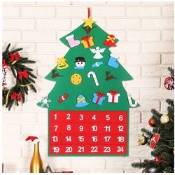 Coonoor Adventskalender Filz-Weihnachts-Adventskalender zum Aufhängen am Weihnachtsbaum grün