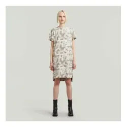 G-Star für Damen. D24484-D611-H372 Beigefarbenes T-Shirt-Kleid (M), Lässig, Kurzarm, Bio-Baumwolle, Nachhaltig