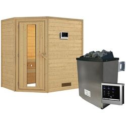 KARIBU Sauna »Svea«, inkl. 9 kW Saunaofen mit externer Steuerung, für 3 Personen - braun