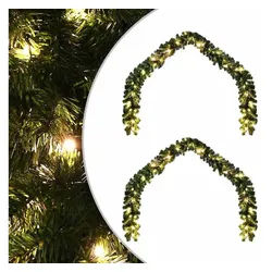 vidaXL Christbaumschmuck Weihnachtsgirlande mit 600 LEDs 2 pcs Grün PVC (2-tlg) grün