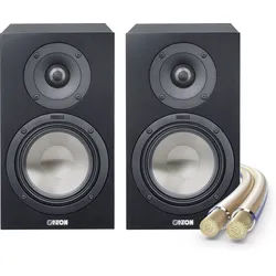 Canton GLE 20 Regallautsprecher Paar Schwarz + Kabel Set
