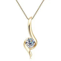 ROUGEMONT Kette mit Anhänger Luxuriöse Moissanit Damen Halskette 925 sterling Silber 18K Gold 1,0ct, Echtschmuck mit Echtheitszertifikat goldfarben