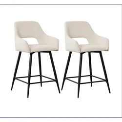Mid.you Barhocker-Set , Weiß , Textil , 51.5x97x54 cm , Sitzfläche 180° drehbar, automatische Rückholfunktion , Esszimmer, Barmöbel, Barhocker