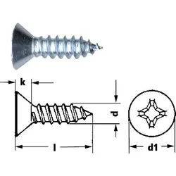 Blechschraube Senkkopf mit Kreuzschlitz Phillips - 4,2 x 50 / 0,33 / 8,1