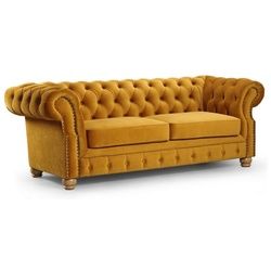 Casa Padrino Chesterfield-Sofa Luxus Chesterfield 2er Sofa Ocker / Hellbraun 167 x 93 x H. 77 cm - Chesterfield Wohnzimmer Sofa - Chesterfield Wohnzimmer Möbel