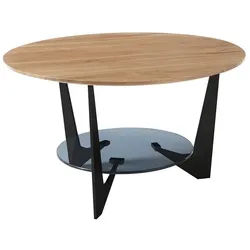 MCA furniture Couchtisch Couchtisch Cadiz rund, Ø70, Eiche massiv / grau (no-Set), Breite 70 cm, Tischplatte aus Eiche beige