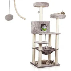 Lycce Kratzbaum Kratzbaum ROYAL Katzenbaum mit Katzenhöhle und Katzenhängematte grau