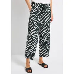 Marlene-Hose STREET ONE, Damen, Gr. 38, Länge 26, grün (pine grove grün), Stoff, 100% Viskose, bedruckt, loose fit knöchelfrei, Hosen, High Waist