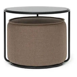 Softline Beistelltisch mit Hocker Tom schwarz, Designer Sascha Sartory, 47/37 cm