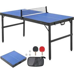 VEVOR Mittelgroßer Tischtennistisch Ping-Pong-Tisch Faltbar 1526x665x718mm