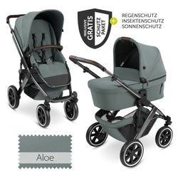 ABC Design Kombi-Kinderwagen Salsa 4 Air - Aloe, 2in1 Kinderwagen Buggy Set mit Babywanne, Sportsitz, Regenschutz grün