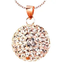 Karisma Kette mit Anhänger Damen Silber 925 Anhänger Kugel 15mm- Rosé Gold beschichtet, mit Kristall Elements und Silber Kette - 45.0 Zentimeter