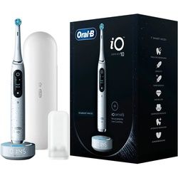 Oral-B iO Series 10, elektrische Zahnbürste mit iOSense, Magnet-Technologie, 7 Putzmodi, 3D-Analyse, Farbdisplay & Lade-Reiseetui, Stardust White