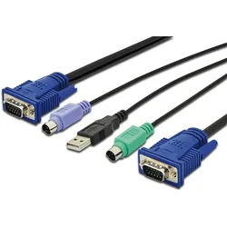 DIGITUS KVM Kabelsatz,VGA,PS/2-Mouse,PS/2-Keyboard,USBschwarz