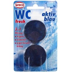 WECO WC-fresh aktiv blau, 3 in 1 Wirkung, 1 Packung = 2 x 50 g