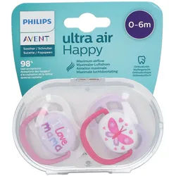 Philips Avent Ultra Air Happy Schnuller 0-6 Monate, rosa/ lila