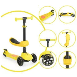 Moni Dreirad Kinderroller 2 in1 Lamborghini, Laufrad, Lenkerhöhe verstellbar, klappbar gelb