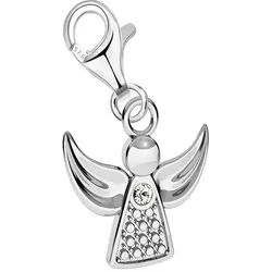 Limana Charm Engel Schutzengel Charm 925 Silber Karabiner Anhänger für Armband Kette, mit Zirkonia für Bettelarmband, Gliederarmband oder Halskette silberfarben