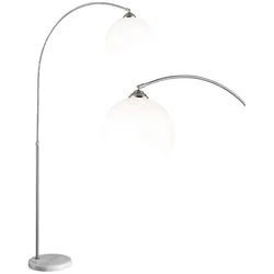 GLOBO LIGHTING Stehlampe, Leuchtmittel nicht inklusive, Bogenleuchte Stehleuchte mit Marmorsockel silberfarben