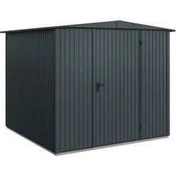 Hörmann Metall-Gerätehaus Berry mit Satteldach B 238 x T 238 cm (Typ 2), Motiv Classic (mit schmalen Lamellen), Einzeltür Türanschlag rechts, Anthrazitgrau (RAL 7016)