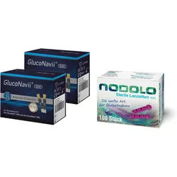 Gluconavii Blutzucker-Teststreifen und Nodolo Lanzetten im Kombiset Teststreifen 1 St