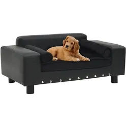 vidaXL Hundekorb Hundesofa Schwarz 81x43x31 cm Plüsch und Kunstleder schwarz