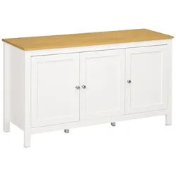 HOMCOM Sideboard Buffet Aufbewahrungsschrank 3 Türen 2 verstellbare Regale Holzoptik Weiß