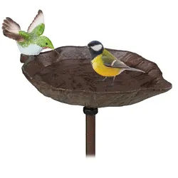 Relaxdays Vogeltränke , Metall, Kunststoff , 18.5x100x13 cm , Dekoration, Gartendeko