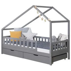 Hausbett Lou ca. 90x200 cm Holz Hellgrau