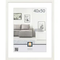 Bilderrahmen , Weiß , Kunststoff, Glas , rechteckig , 43x53x1.6 cm , Bilder & Rahmen, Bilderrahmen, Bilderrahmen & Fotorahmen