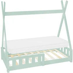 Ml-Design Kinderbett Tipi mit Matratze 70x140 cm Mint , Mintgrün , Holz , 70x140 cm , Kinder- & Jugendzimmer, Kindermöbel, Kinderbetten, Hausbetten