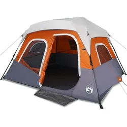 furnicato Faltzelt Familienzelt Grau/Orange 344x282x212 cm mit LED-Beleuchtung, (1 tlg) grau|orange