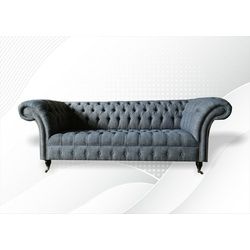 JVmoebel Chesterfield-Sofa, Chesterfield 3 Sitzer Sofa Design Sofa Couch 225 cm grau