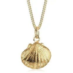 Elli Kette mit Anhänger Muschel Anhänger 925 Sterling Silber vergoldet, Muschel goldfarben 45