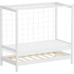 Ml-Design Kinderbett Fußballtor mit Matratze 70x140 cm Weiß , Holz , Kiefer , 70x140 cm , Kinder- & Jugendzimmer, Kindermöbel, Kinderbetten, Spielbetten