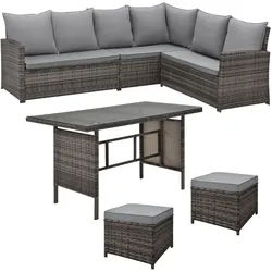 Svita Sitzgruppe Monroe Braun , Kunststoff , 4-teilig , rechteckig , Loungemöbel, Loungemöbel-Sets
